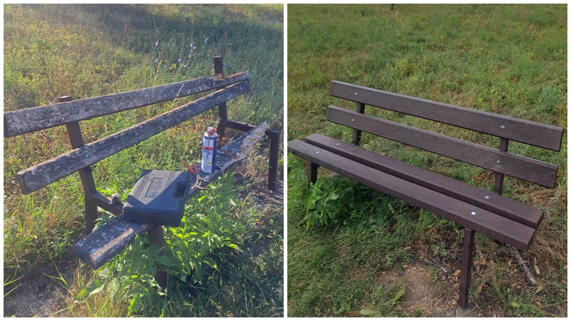 Lavička pred / Lavička po.