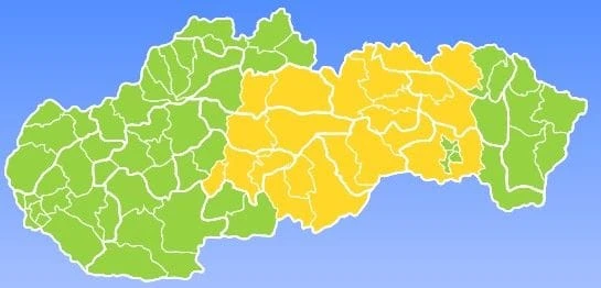 Mapa výstrah na dnešný deň.