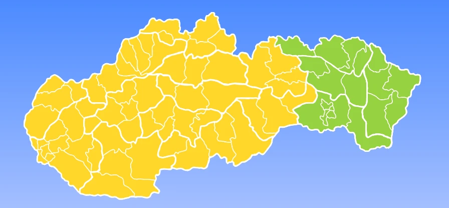Okresy, v ktorých platí výstraha pred búrkami.