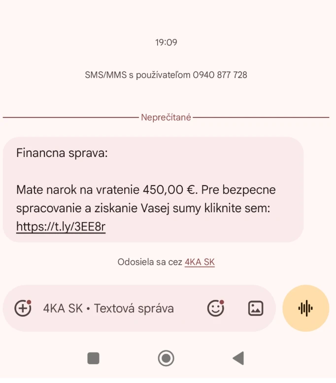 Nové podvodné SMS správy.